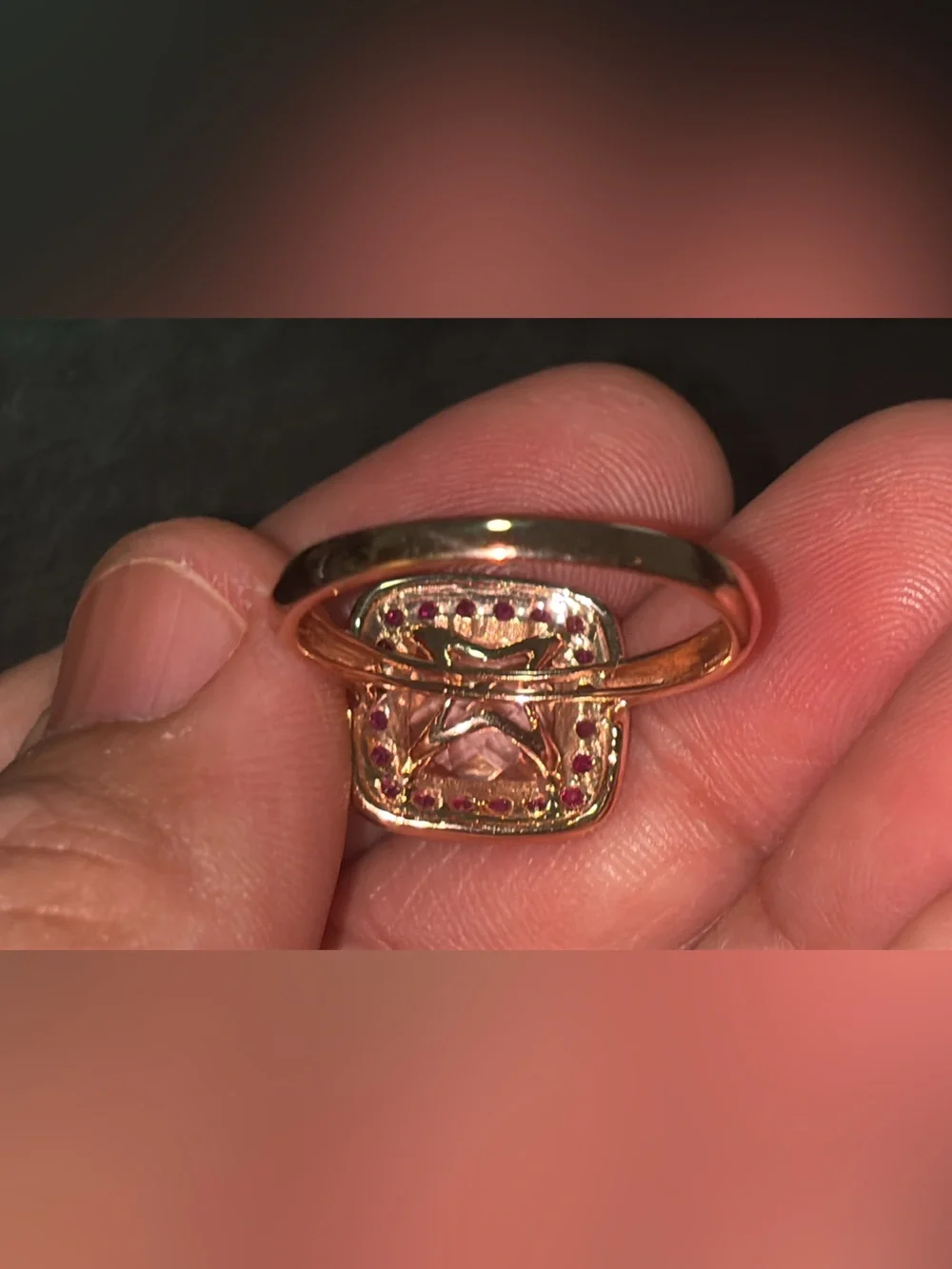 14k Rose Gold Ring Morganite and Pink Ring